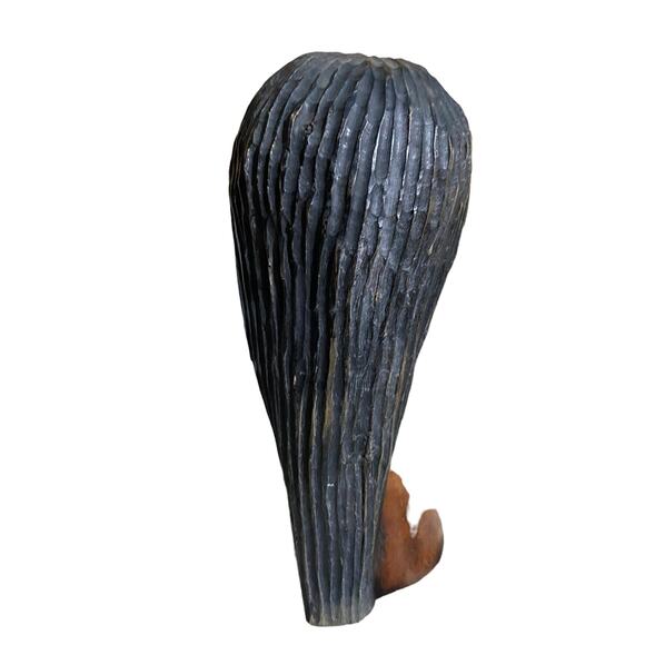 Wooden African People Art Male & Female Brown Stained Handcarved Crafted - Picture 3 of 11